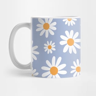 Spring daisies floral retro pattern blue Mug